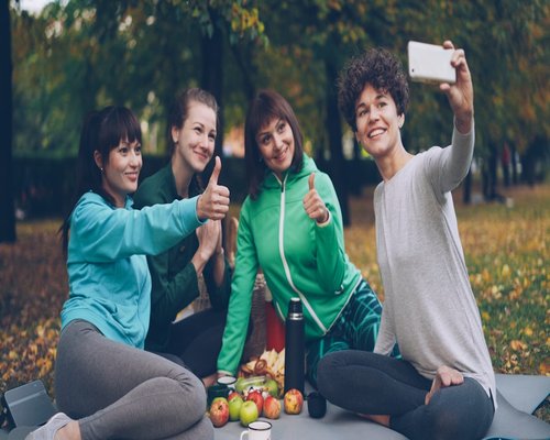 Healthy daily habits active lifestyle group outdoors